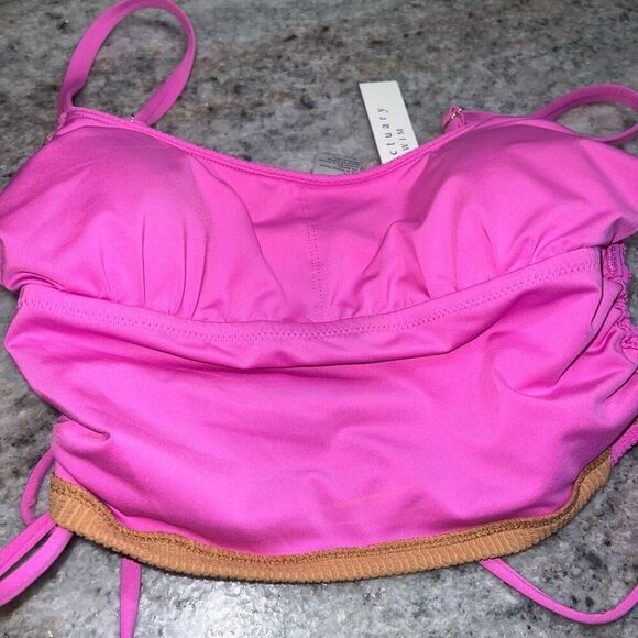 Sanctuary Balancing Act Shirred-Side Cropped Pink Aura Tankini Top Women's XS - Picture 9 of 12